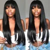 Ishow Hair Loose Deep Straight Human Hair Wigs with Bangs Peruvian Curly None Lace Wigs Indian Hair Malaysian Body Wave