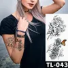 Fake temporary tattoos stickers dark rose flowers arm shoulder tattoo waterproof women flash tattoo on body art D19011202