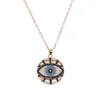 Round pendant engraved pave cz black white Evil eye BOHO Bohemia gold rose gold plated lucky eye necklace2492