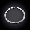 Golden Color Silver Bracelet Fashion Jewelry 5mm Flat 20 Cm Snake Chain Bracelet Bangle Wristwatch For Male Link Bracelets