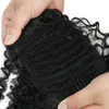 Mode schoonheid Maleisische Remy Trekkoord Paardenstaart Jet Black Curly Puff Menselijk Haarverlenging Met Kammen Pony Staart Gemakkelijk Draagt ​​140G