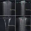 Modern Matt Black Shower Set Concealed Ceiling Massage Large Rain Waterfall Shower Panel Head Thermostatic High Flow Shower