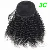 Brezilyalı% 100 bakire insan saçı doğal siyah afro kinky kıvırcık düz çekme ponytail 120g klips at porsuk saç uzatma