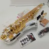 Tout nouveau Saxophone ténor professionnel T-9937 argenté, saxophone ténor professionnel nickelé avec étui, embout de cou à anches