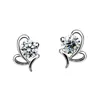 OMHXZJ WHOLESALE Fashion woman jewelry bowknot love heart Heart & Arrow drill 925 Sterling Silver Stud Earrings YS72