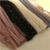 Summer Glitter Tulle Women Pleated Shiny Tutu Star Moon A-line Mesh Sequined Long Skirt Female Voile J190426