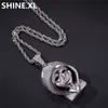 Iced Out Solid Black Death Skull Pendant Necklace Micro Paled Lab Zircon White Gold Plated Mens Hip Hop Jewelry Gift4378505