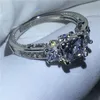 Vintage Tre Stone Promise Ring 925 Sterling Silver Diamond CZ Stone Engagement Bröllop Band Ring för Kvinnor Män Party Smycken