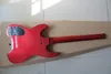 Metálico azul / vermelho sem cabeça 24 trastes guitarra elétrica com hardware preto, fingerboard de pauais, ligao de corpo, pode ser personalizado