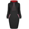 New Fashion Women dress Felpa Autunno Slim manica lunga Dolcevita casual Coulisse Felpe con cappuccio Harajuku Moletom Feminino