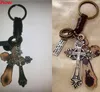 Retro Christian Cross Brelok Skórzany Stop Klucz Pierścień Urok Car Keyring Moda Akcesoria Torba Wisiorek Party Prezent LXL929