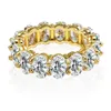 2019 Top Selling Luxe Sieraden Real 925 Sterling Zilver Wit Topaz CZ Diamond Edelstenen Belofte Eternity Dames Bruiloft Bridal Ring Gift