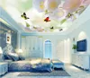 Custom Photo Wallpaper Dream Flower Butterfly White Cloud Ceiling Mural Wallpaper 3d Mural For Living Room