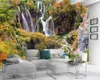 3D-kamer behang Custom Photo Mooie landschap Waterval HD Digital Printing Vochtbestendig Muurdocument