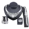 Ensembles de bijoux africains, collier en cristal de fleurs, ensemble de bijoux en or de dubaï pour femmes, boucles d'oreilles de mariée, fête de mariage, bague, Set4298172