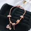 Strängar Rose Gold Romantic Balloon Pärledarmband DIY Fashion Girl Diamond-Errusted Heart Pendant Armband299e