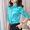 Naviu Neue Mode Hohe Qualität Druck Hemd Halbe Hülse Frauen Blusen Büro Dame Stil Tops Blusas Formelle Arbeitskleidung Y19062601