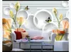 3Dカスタマイズされた大きな写真壁紙の室内装飾暖かいユリの手描きの花の水平方向のストリップファッション3D背景の壁
