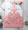 Laser Cut Invitations OEM Support Customized With Girl in Dress Folded Hollow Wedding Party Invitation Cards With Envelopes BW-HK370A