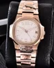 3 kleur Nautilus 18k Rose Gold Quartz Uurwerk Datum Horloge 7010R-011 35mm Dames Damesmode Watches282k