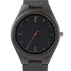 Relógio masculino casual preto de madeira natural, relógio analógico de quartzo, relógio de pulso de bambu com pulseira de couro, presente reloj246c