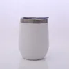 Tazze da vino senza stelo rivestite in polvere Tumbler a forma di uovo in acciaio inossidabile tazza da viaggio sottovuoto a doppia parete isolata con linea d'argento e coperchi miscelati venduti al dettaglio