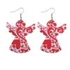 Mode liefde hart hanger lederen oorbellen rode en witte schattige hoek bengelen oorbellen voor vrouwen Valentijnsdag sieraden-z