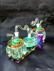 Double pot en cristal, accessoires de bangs en verre en gros, narguilé en verre, conduite d'eau fumée livraison gratuite