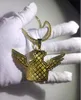 14 K Gold Iced Out Wings Geldbeutel-Anhänger Bling Micro Pave Zirkonia Simulierte Diamanten Dollarzeichen 3 mm 24 Zoll Tenniskette