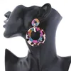 Boucles d'oreilles rondes multicolores en acrylique pour femmes et filles, motif géométrique en granit, boucles d'oreilles pendantes, bijoux de fête, vente en gros