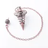 WOJIAER métal pendule Pendulo Radiestesia pendentif pour radiesthésie spirale cône or Rose pyramide pendule Reiki bijoux BO954