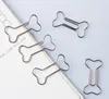 Clip di carta per ossa di cane Metallo color argento Simpatico motivo di carta per ossa Cute Memo Bookmark Clips Cancelleria per ufficio