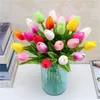 Real-touch Artificial Tulipa Flores Festa de Casamento Em Casa Decor Pure Branco Laranja Luz verde flor Artificial Freeshipping