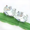 luckyshine 6x8mm ovala vita topaz pärlor 925 sterling silverpläterad stud örhängen kvinna bröllop smycken stud örhängen gratis