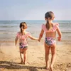 Familie Matching Outfits Nieuwe Summer Flounce Plant Print Swimsuits Swimwear Look voor vrouwen meisjes mannen jongens jongens