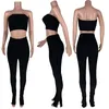 Plus size 2X Donna fascia toracica estiva + pantaloni svasati due pezzi set reggiseno moda pantaloni a zampa d'elefante gilet sexy top con taglio a stivale diviso leggings 2763