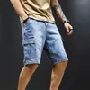 Lässige, trendige Baggy-Jeans für Herren, lockere Hose, Sommer-Denim-Biker-Jeans-Shorts248i