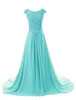 New Arrival Prom Dresses Long Evening Gowns Bridesmaid Dress Chiffon Prom Dress Cap Sleeve With Applique and Beadings