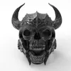 Men's Gothic Vintage Titanium Steel Skull Ring Cross Knight Templar Helmet Warrior Punk Ring Biker Jewelry Size 7-14