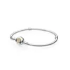 14K Yellow Gold plated classic Bracelets Logo Original Box for Pandora 925 Silver 3mm Snake Chain Bracelet for Women