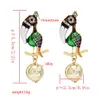 Niedliche bunte Papagei-Form-Ohrringe für Frauen, Kristall-Vogel-Tropfen-Ohrringe, lange Fransen-Ohrringe, Modeschmuck