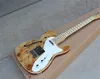 Heet semi-holle elektrische gitaar met burl fineer, witte parel pickguard, esdoorn fretboard, chroom hardwares, met aanpassing.