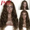 PAFT 13x4 Brown Color Lace Front Human Hair Wigs # 4 Długa luźna Wave Koronki Ludzkiej Peruka Dla Kobiet Preplucked Brazylijski Remy Peruka