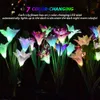 Lampes solaires d'extérieur – (lot de 3) Lampes solaires d'extérieur avec 12 fleurs de lys, fleurs solaires changeantes multicolores pour jardin/jardin