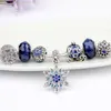 Pandor Beaded Charm Bracelets Crystal Beads Strands Blue Sky Snowflake Pumpkin Cart Pendant Bangle Women Christmas Gifts Jewelry for Girls