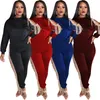 Plus Size Women Tassels Suits 2 PCS Set Fashion Dew Shoulder Top+Pants Casual Solid Color Tassels Outfits Sexy Night Club Wear Clothes 2070