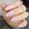 Gold Ring Matte Dark Blue Stiletto Fake Nails Oval Almond Pointed Frosted Full Cover Punk Style Press on False Wear Nail