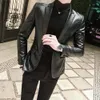 Men's snakeskin tattoo PU Faux Leather Jacket Coat Business Casual Snake Skin Style Slim Suit Blazer Jackets Black Male M-4XL