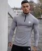 Erkek T-Shirt Moda Erkekler Spor Uzun Kollu Vücut Geliştirme Egzersiz Shirts Hoodie