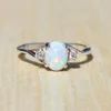 Anel de opala de pedra preciosa feminino solitário anéis de noivado de casamento moda jóias presente Will e Sandy